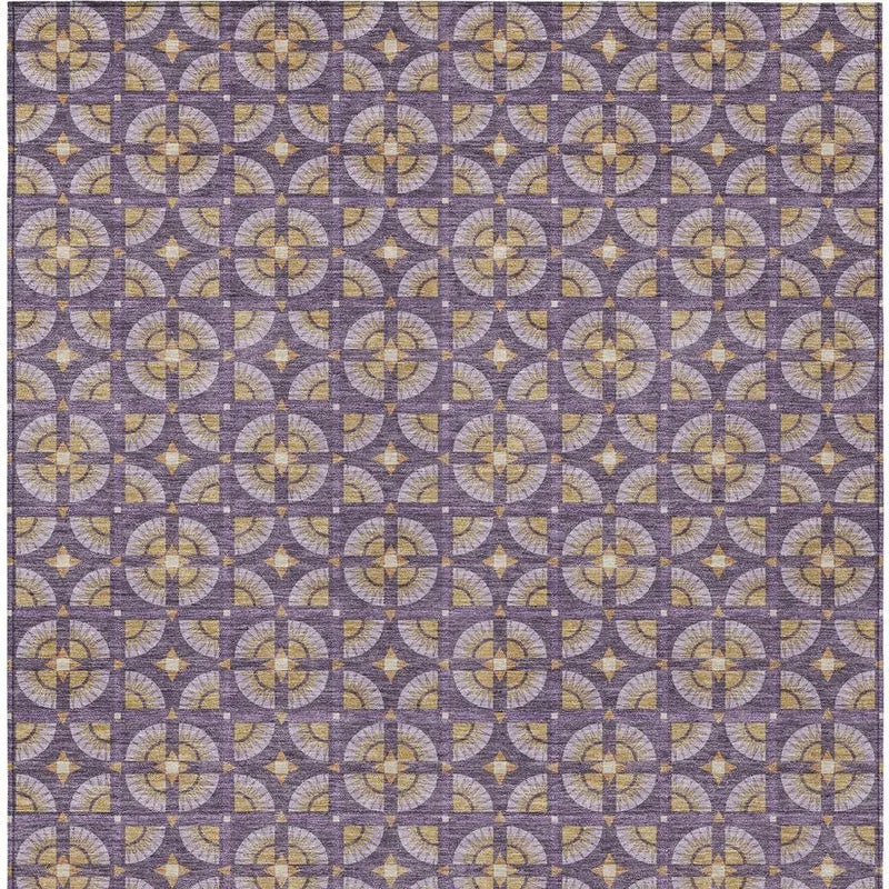 3' X 5' Purple And Gold Geometric Washable Indoor Outdoor Area Rug Homeroots Outdoor