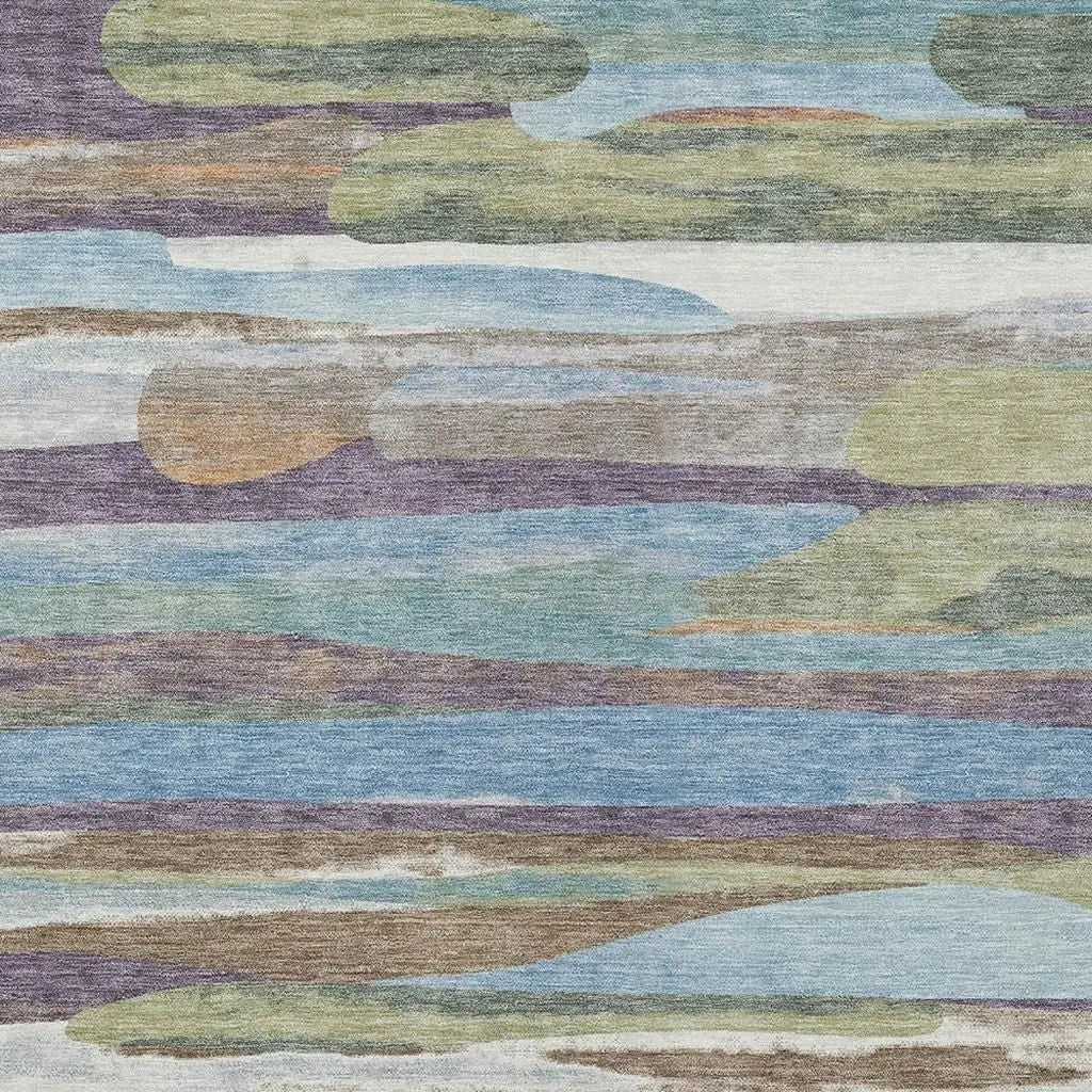 3' X 5' Purple And Green Abstract Washable Indoor Outdoor Area Rug Homeroots Outdoor