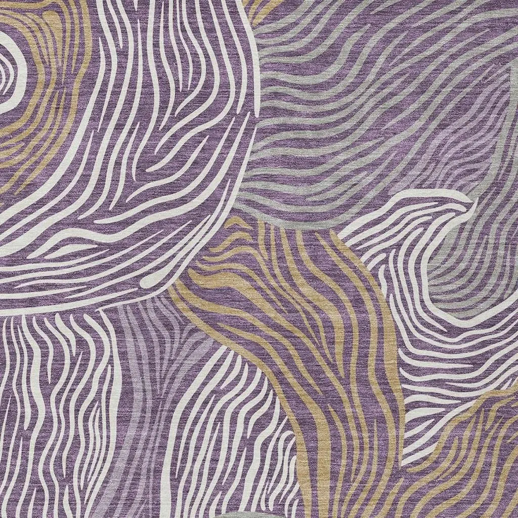 3' X 5' Purple And Ivory Ikat Washable Indoor Outdoor Area Rug Homeroots Outdoor