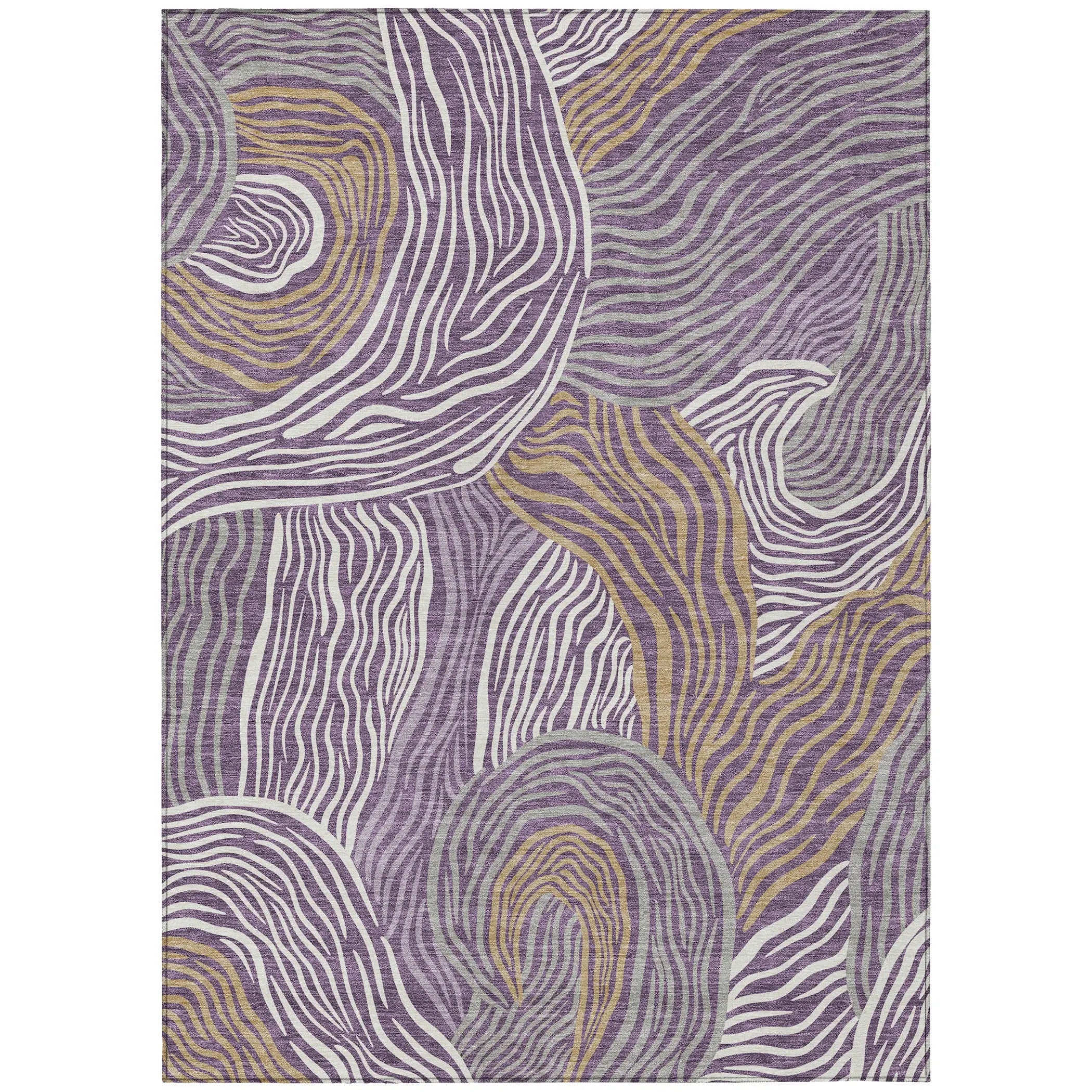 3' X 5' Purple And Ivory Ikat Washable Indoor Outdoor Area Rug Homeroots Outdoor