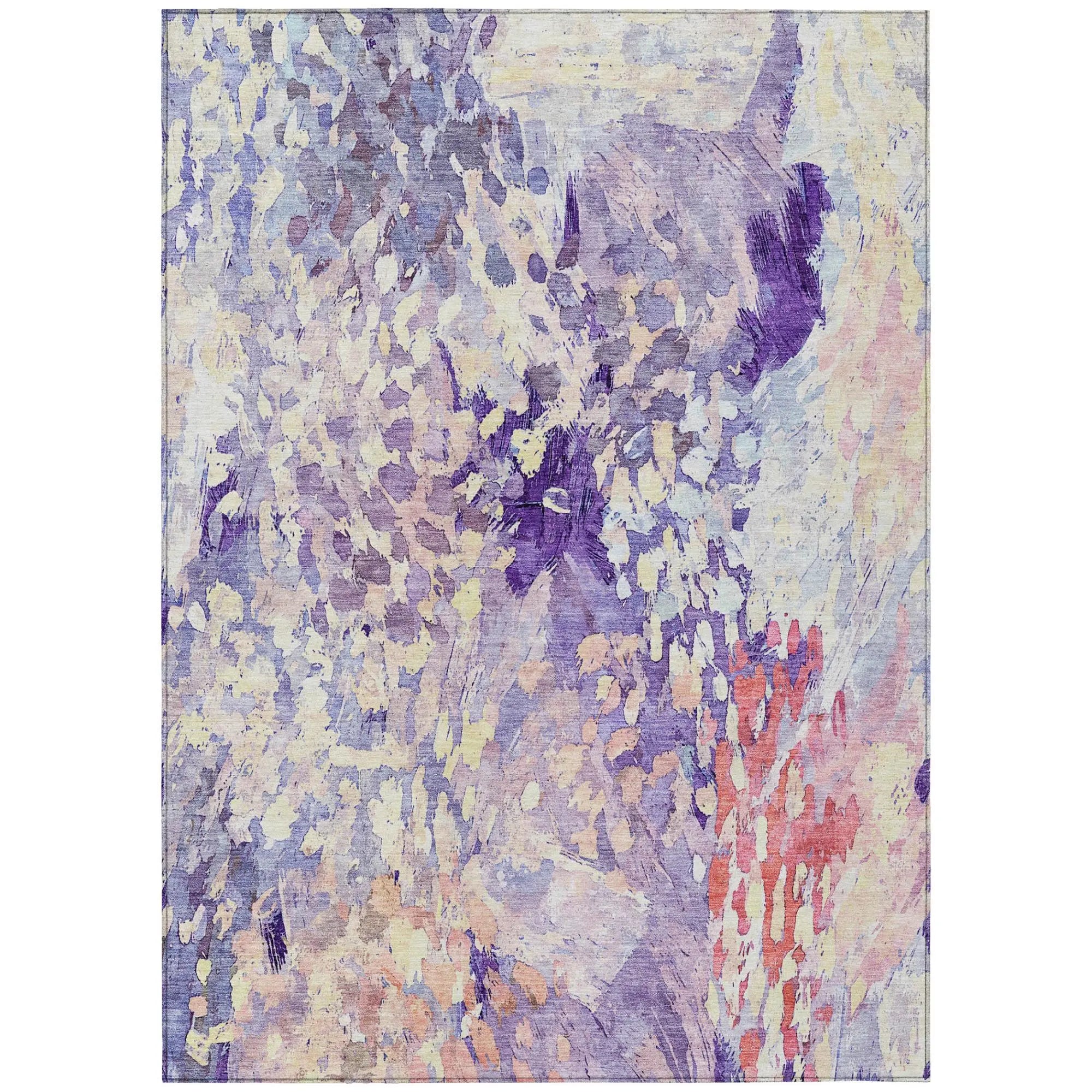 3' X 5' Purple And Lavender Abstract Washable Indoor Outdoor Area Rug Homeroots Outdoor