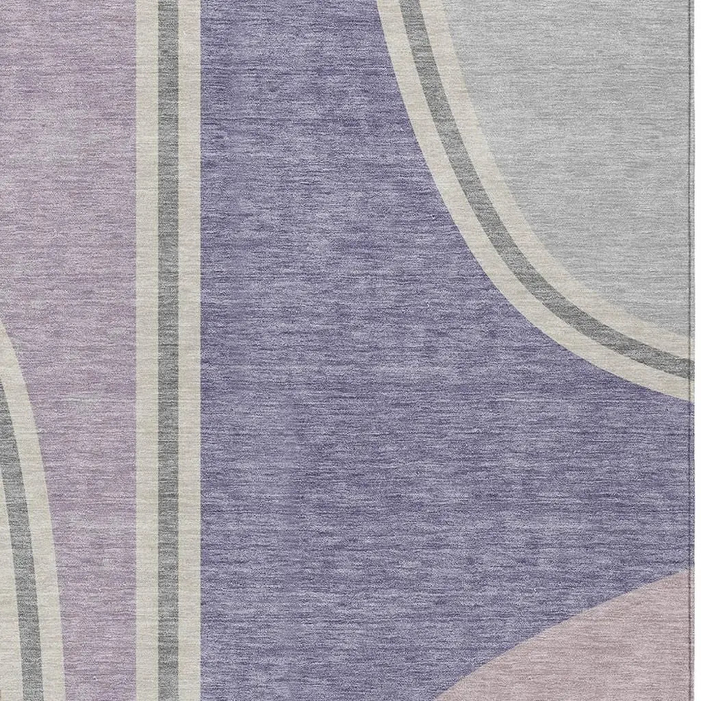 3' X 5' Purple And Lavender Geometric Washable Indoor Outdoor Area Rug Homeroots Outdoor