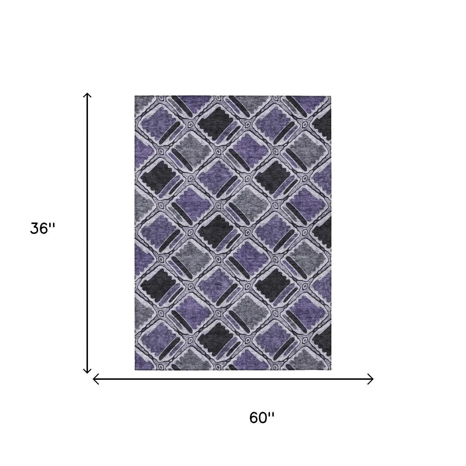 3' X 5' Purple And Lavender Geometric Washable Indoor Outdoor Area Rug Homeroots Outdoor