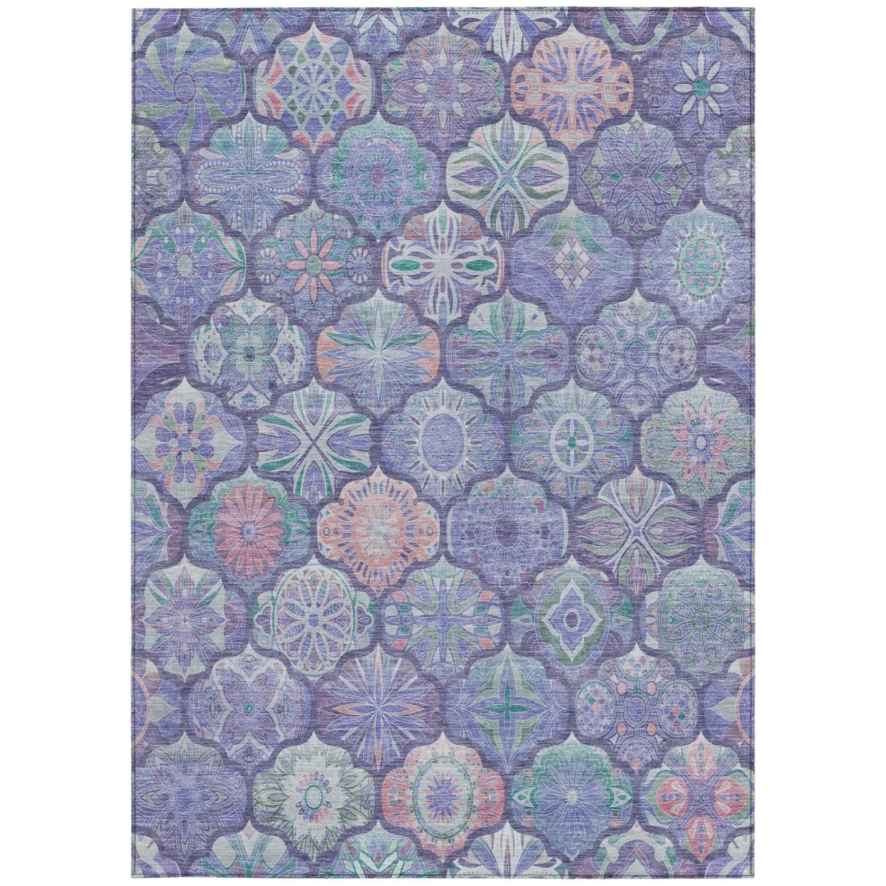 3' X 5' Purple And Lavender Ogee Washable Indoor Outdoor Area Rug Homeroots Outdoor