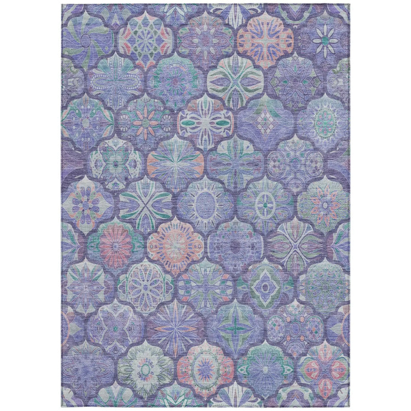 3' X 5' Purple And Lavender Ogee Washable Indoor Outdoor Area Rug Homeroots Outdoor