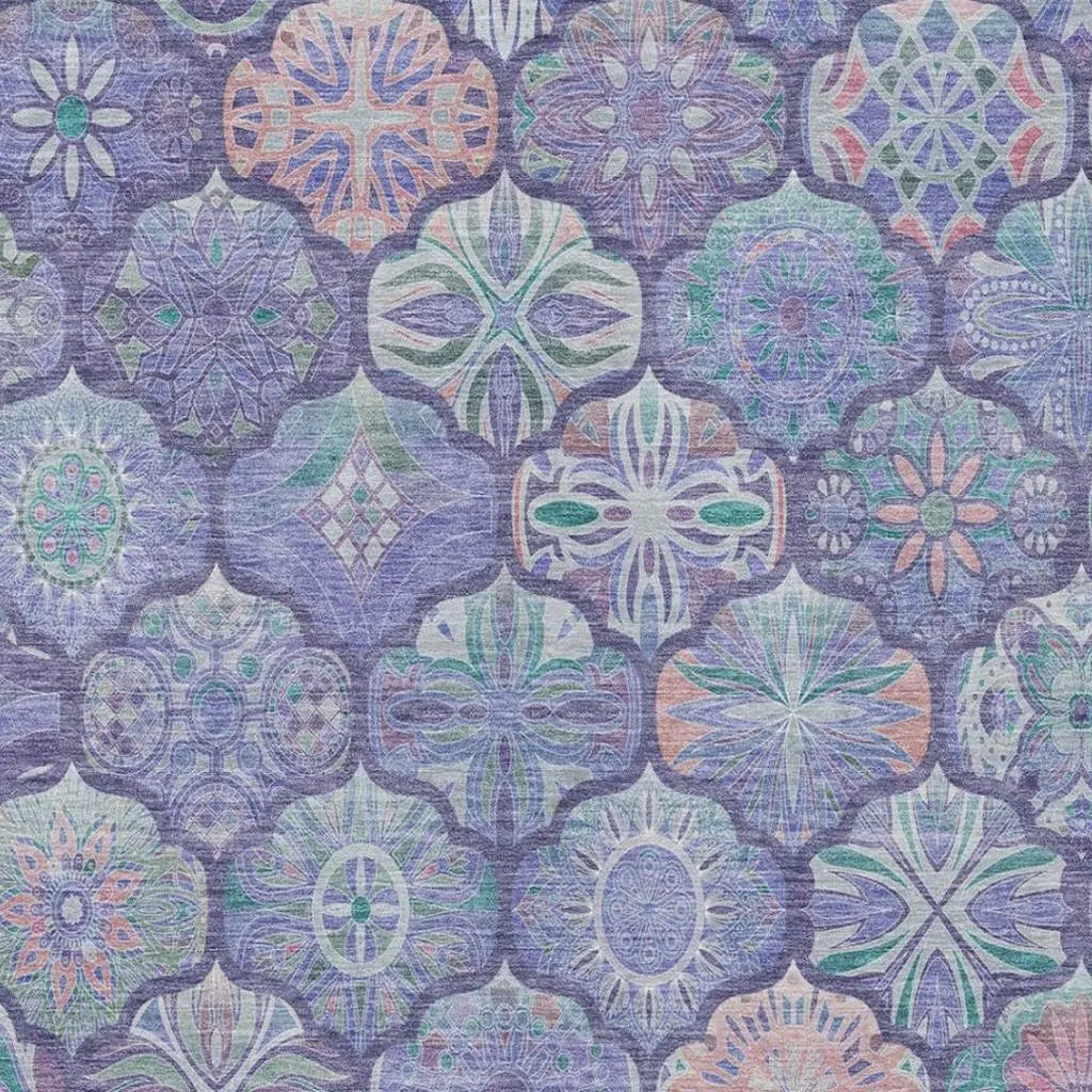 3' X 5' Purple And Lavender Ogee Washable Indoor Outdoor Area Rug Homeroots Outdoor