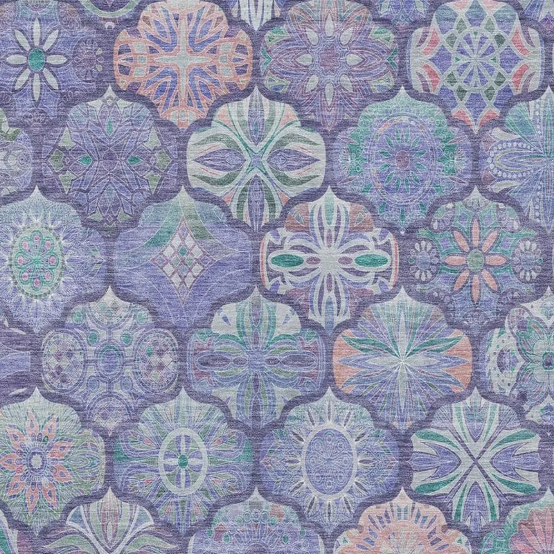 3' X 5' Purple And Lavender Ogee Washable Indoor Outdoor Area Rug Homeroots Outdoor