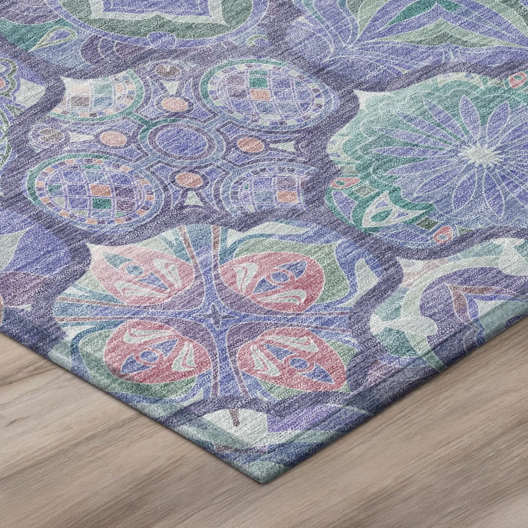 3' X 5' Purple And Lavender Ogee Washable Indoor Outdoor Area Rug Homeroots Outdoor