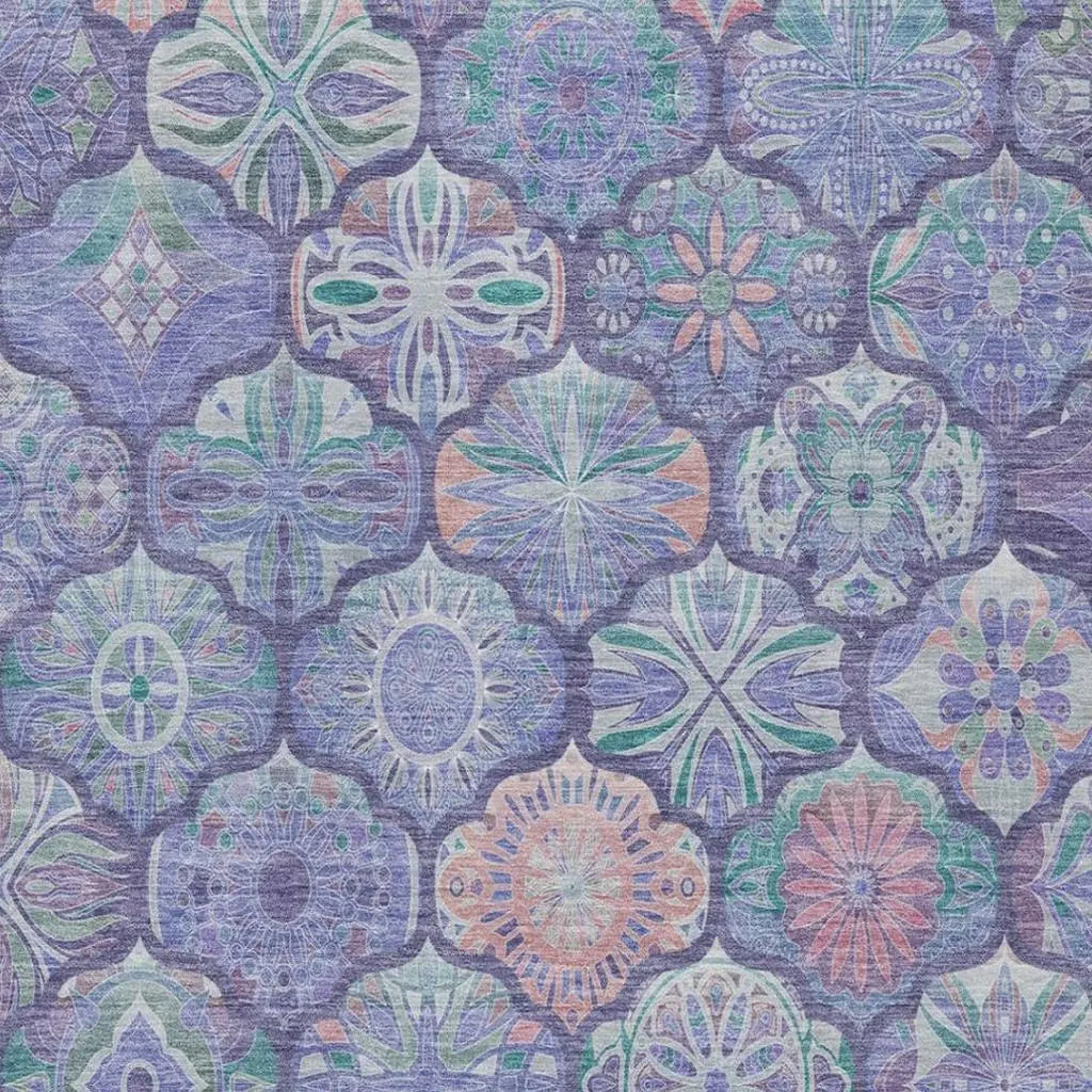 3' X 5' Purple And Lavender Ogee Washable Indoor Outdoor Area Rug Homeroots Outdoor