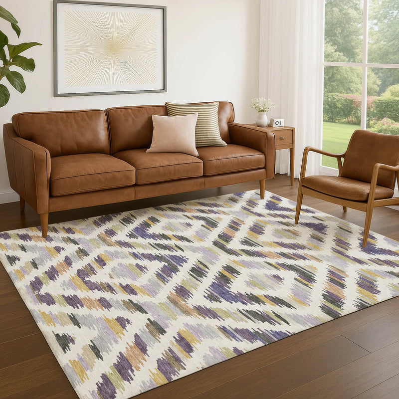 3' X 5' Purple And Lavender Tribal Washable Indoor Outdoor Area Rug Homeroots Outdoor
