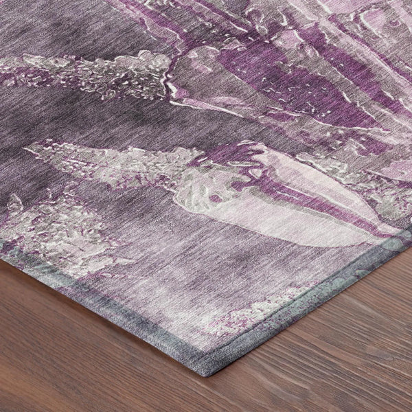 3' X 5' Purple And Plum Floral Washable Indoor Outdoor Area Rug Homeroots Outdoor