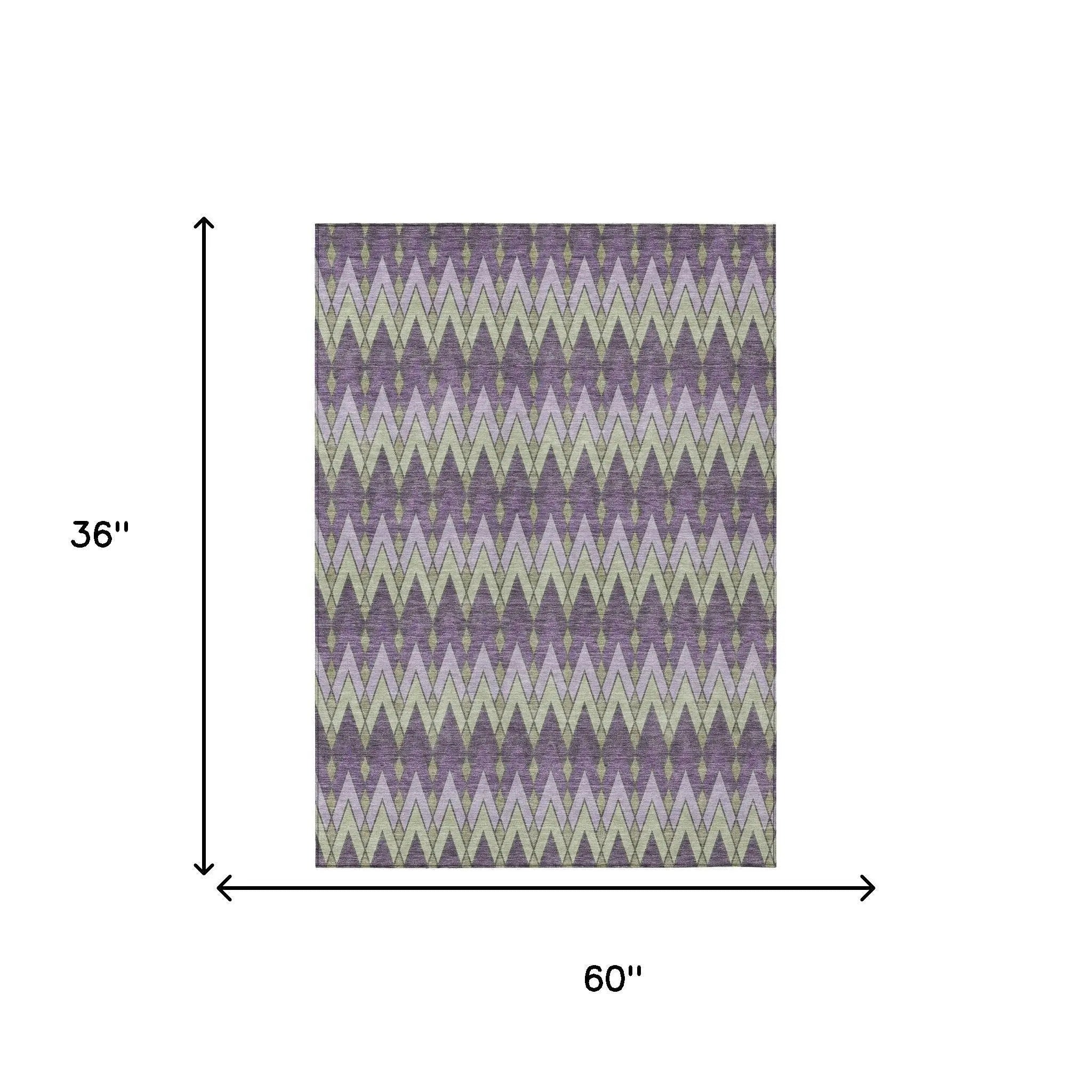 3' X 5' Purple And Plum Geometric Washable Indoor Outdoor Area Rug Homeroots Outdoor