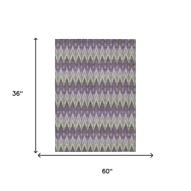 3' X 5' Purple And Plum Geometric Washable Indoor Outdoor Area Rug Homeroots Outdoor