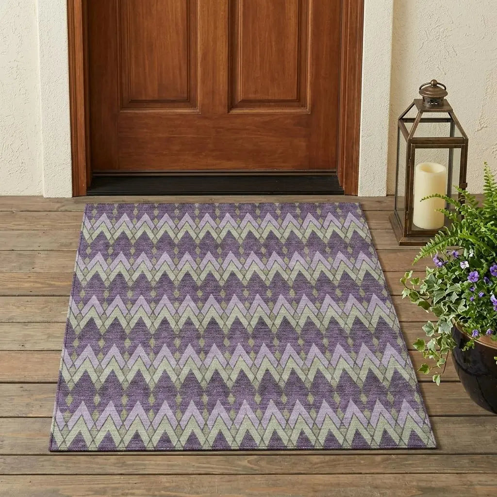 3' X 5' Purple And Plum Geometric Washable Indoor Outdoor Area Rug Homeroots Outdoor