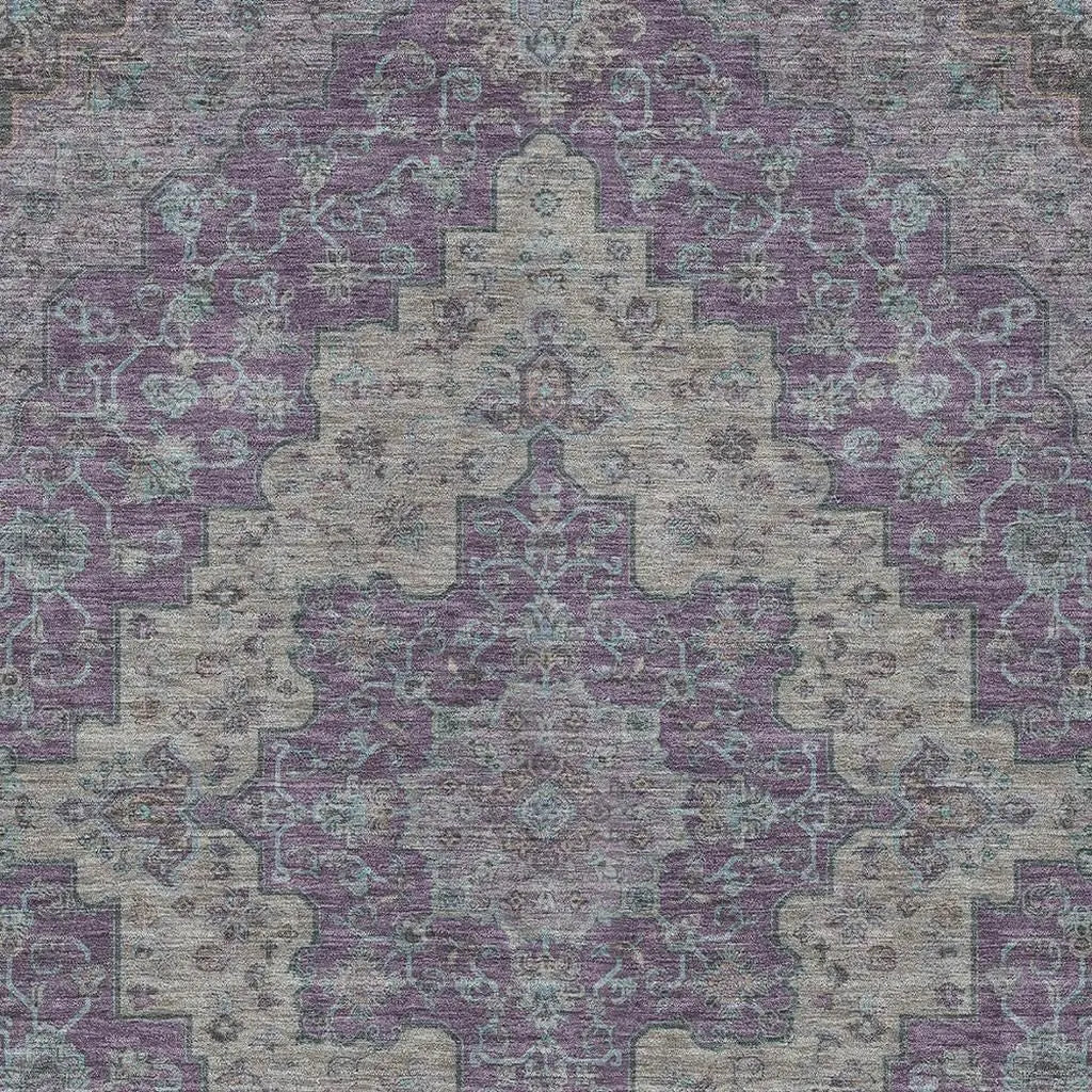 3' X 5' Purple And Plum Medallion Washable Indoor Outdoor Area Rug Homeroots Outdoor