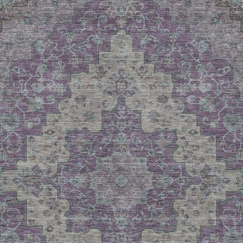 3' X 5' Purple And Plum Medallion Washable Indoor Outdoor Area Rug Homeroots Outdoor