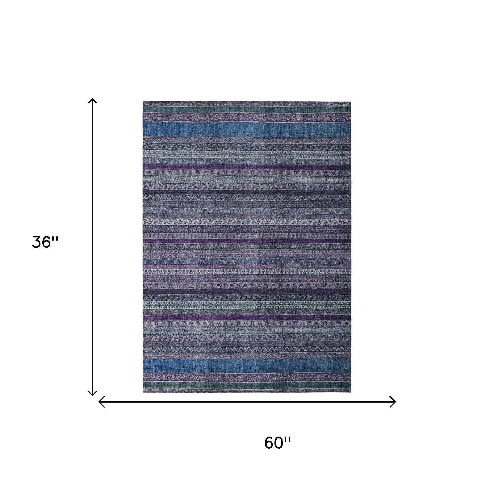 3' X 5' Purple And Plum Striped Washable Indoor Outdoor Area Rug Homeroots Outdoor