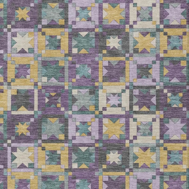 3' X 5' Purple And Teal Blue Patchwork Washable Indoor Outdoor Area Rug Homeroots Outdoor