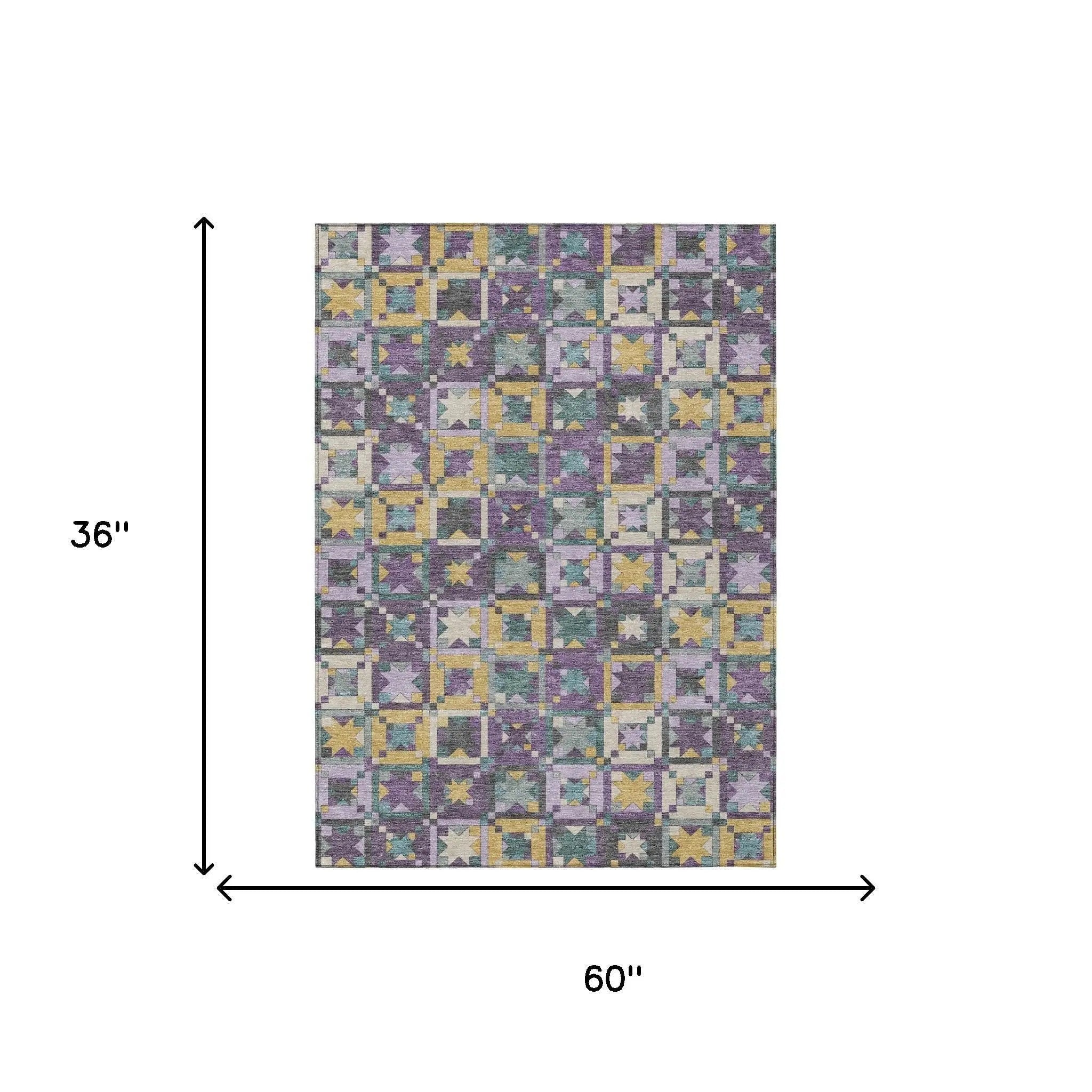 3' X 5' Purple And Teal Blue Patchwork Washable Indoor Outdoor Area Rug Homeroots Outdoor