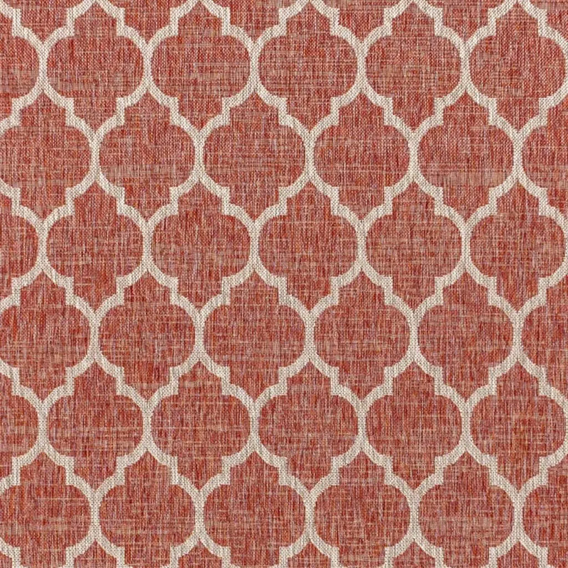 3' X 5' Red And Beige Geometric Indoor Outdoor Area Rug Homeroots Outdoor