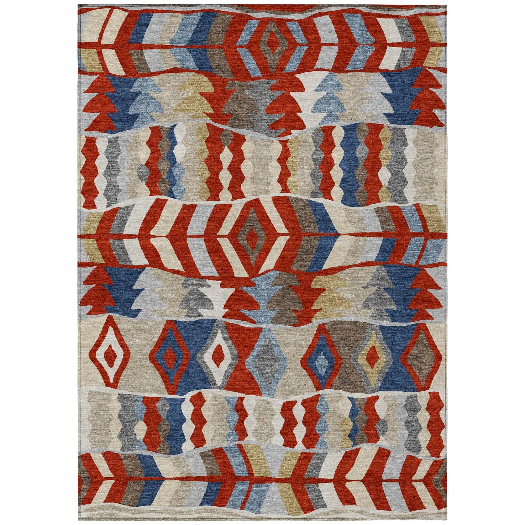 3' X 5' Red And Beige Geometric Washable Indoor Outdoor Area Rug Homeroots Outdoor