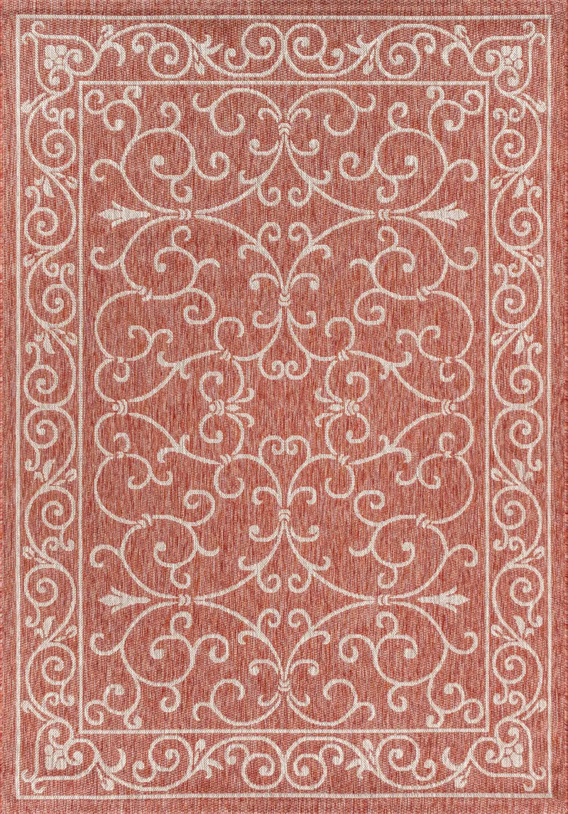 3' X 5' Red And Beige Medallion Indoor Outdoor Area Rug Homeroots Outdoor