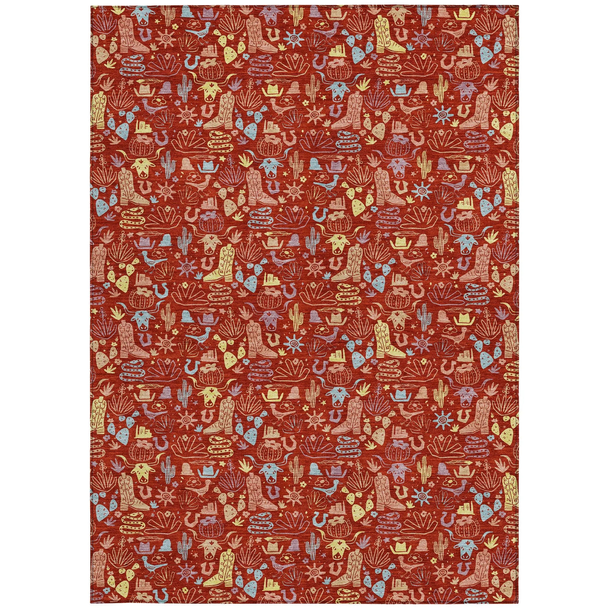 3' X 5' Red And Coral Stars Washable Indoor Outdoor Area Rug Homeroots Outdoor