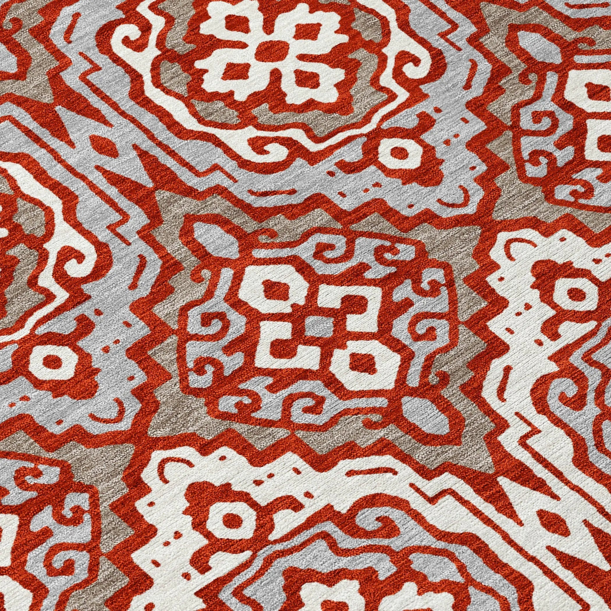 3' X 5' Red And Denim Blue Tribal Washable Indoor Outdoor Area Rug Homeroots Outdoor