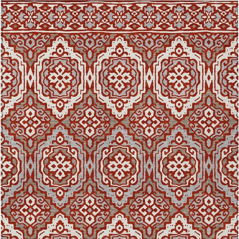 3' X 5' Red And Denim Blue Tribal Washable Indoor Outdoor Area Rug Homeroots Outdoor