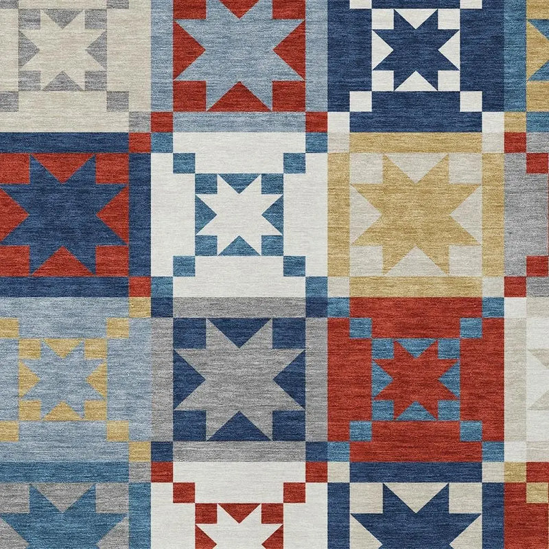 3' X 5' Red And Gold Patchwork Washable Indoor Outdoor Area Rug Homeroots Outdoor