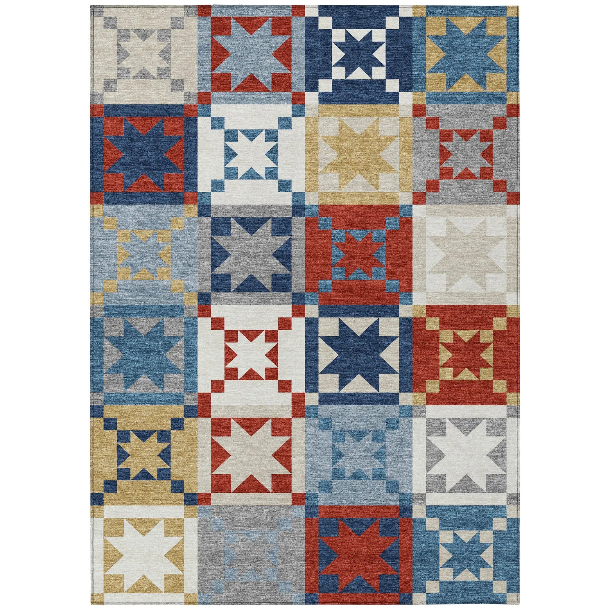 3' X 5' Red And Gold Patchwork Washable Indoor Outdoor Area Rug Homeroots Outdoor