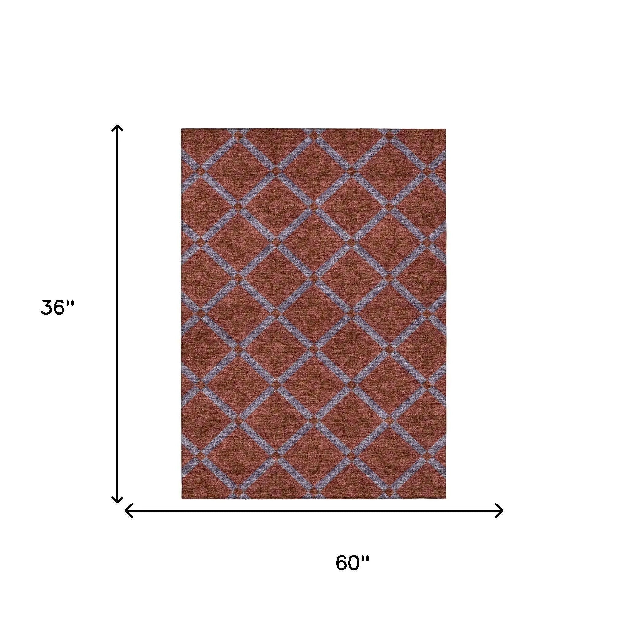 3' X 5' Red And Green Geometric Washable Indoor Outdoor Area Rug Homeroots Outdoor