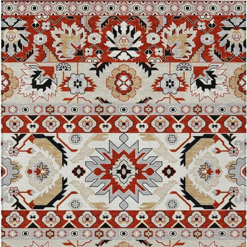3' X 5' Red And Ivory Cactus Washable Indoor Outdoor Area Rug Homeroots Outdoor