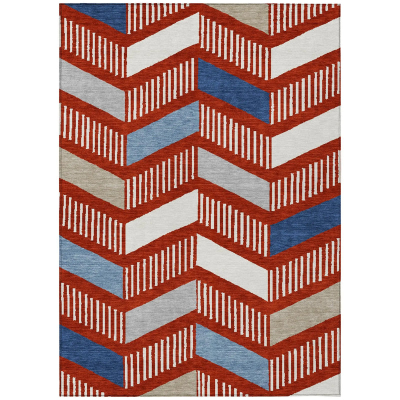 3' X 5' Red And Ivory Geometric Washable Indoor Outdoor Area Rug Homeroots Outdoor