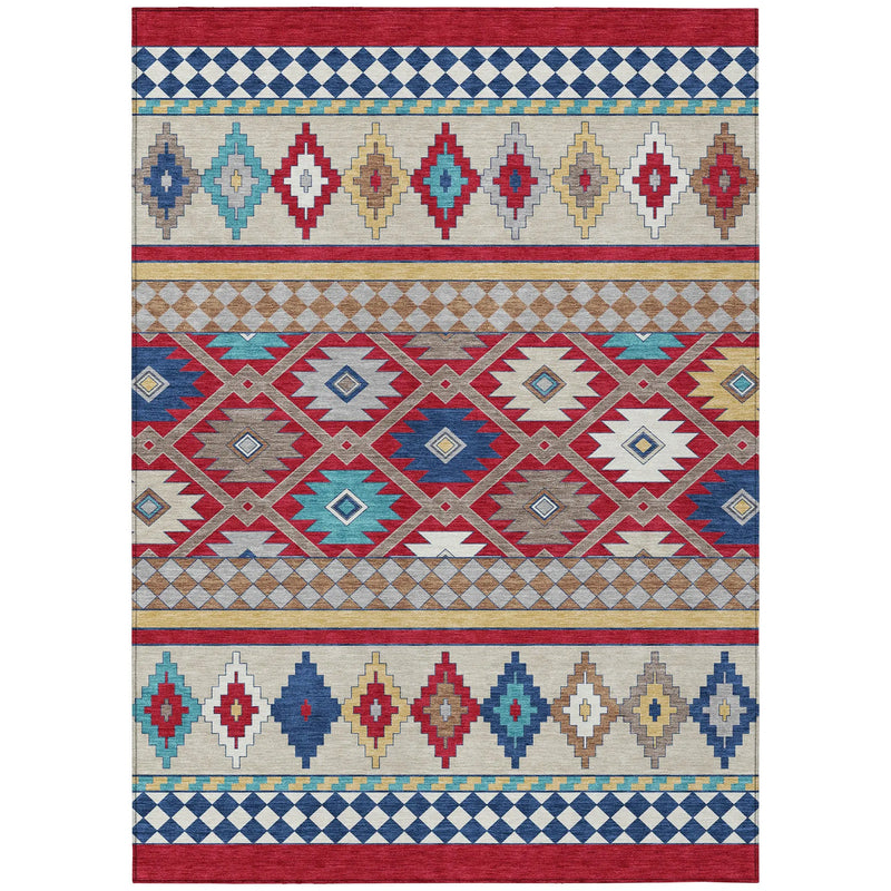 3' X 5' Red And Ivory Southwestern Washable Indoor Outdoor Area Rug Homeroots Outdoor