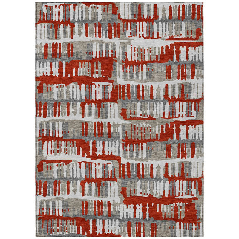 3' X 5' Red And Orange Abstract Washable Indoor Outdoor Area Rug Homeroots Outdoor