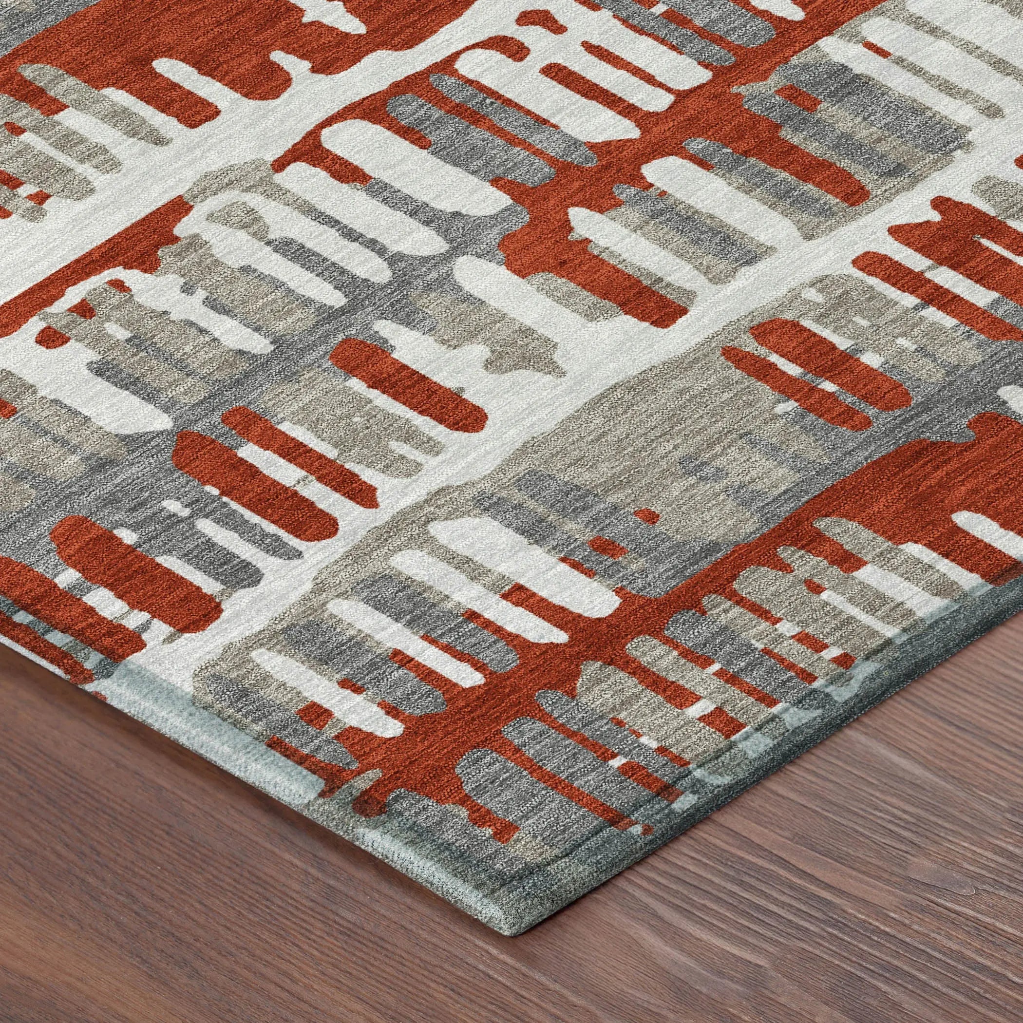 3' X 5' Red And Orange Abstract Washable Indoor Outdoor Area Rug Homeroots Outdoor