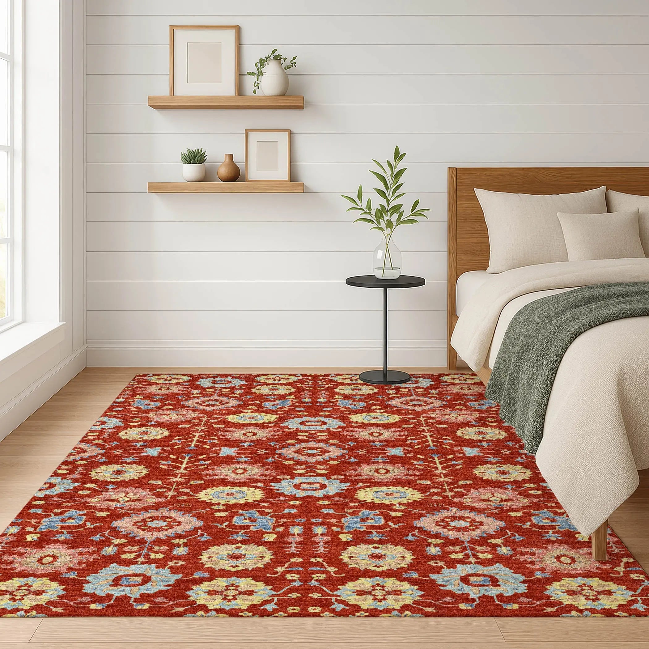 3' X 5' Red And Rust Geometric Washable Indoor Outdoor Area Rug Homeroots Outdoor
