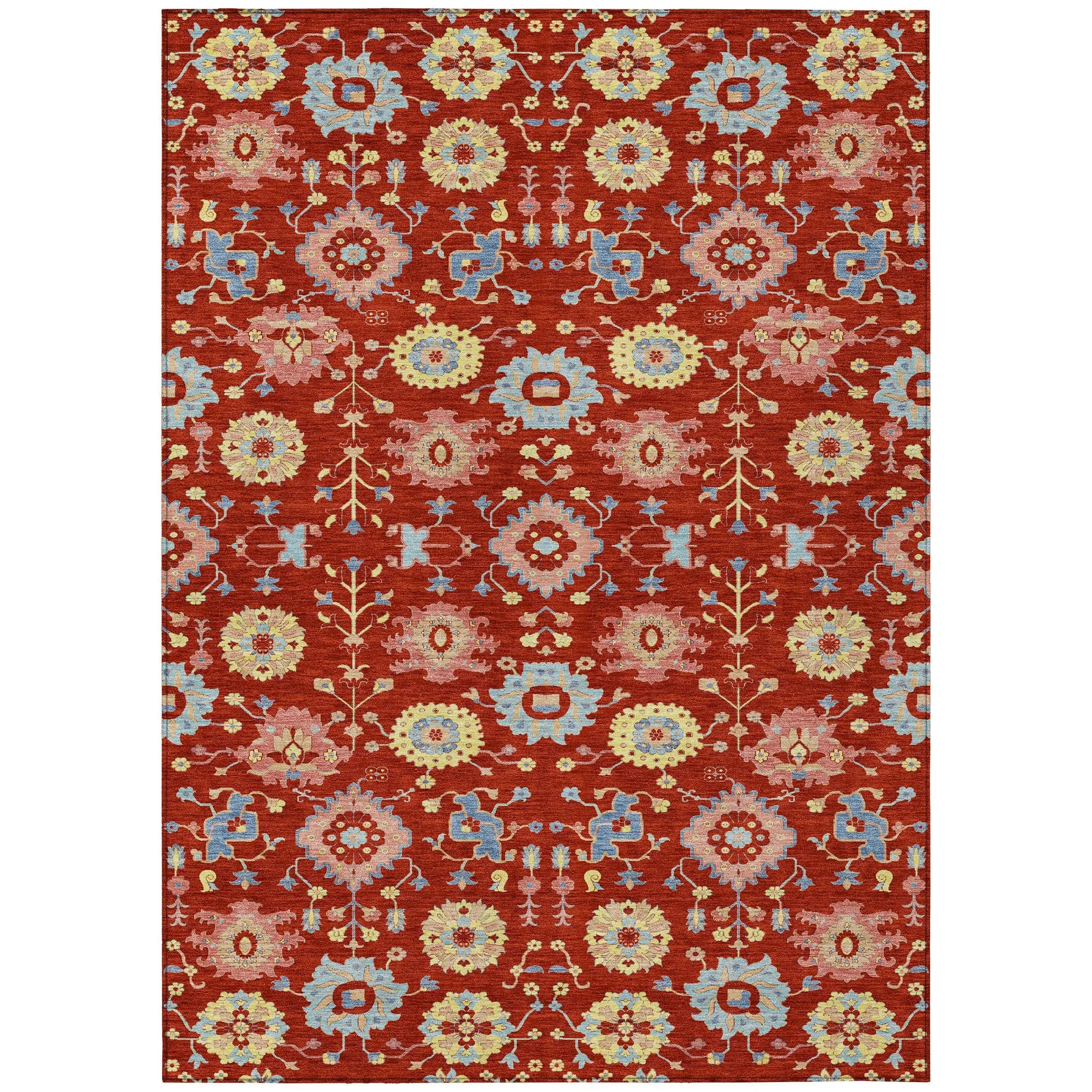 3' X 5' Red And Rust Geometric Washable Indoor Outdoor Area Rug Homeroots Outdoor