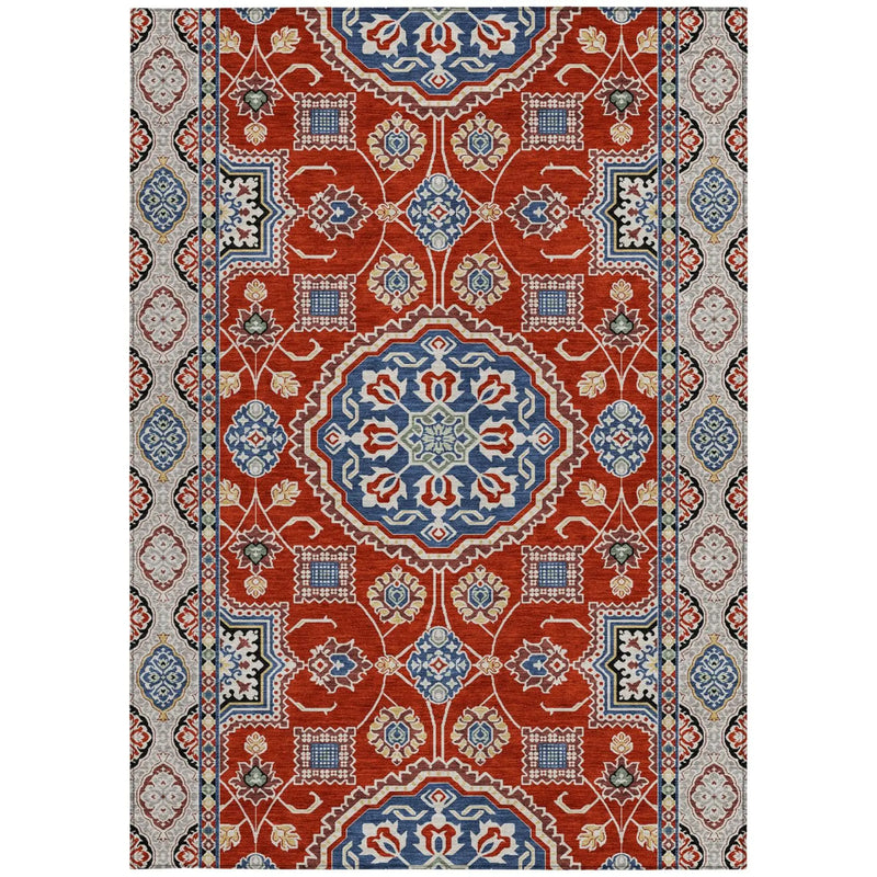 3' X 5' Red And Silver Floral Medallion Washable Indoor Outdoor Area Rug Homeroots Outdoor