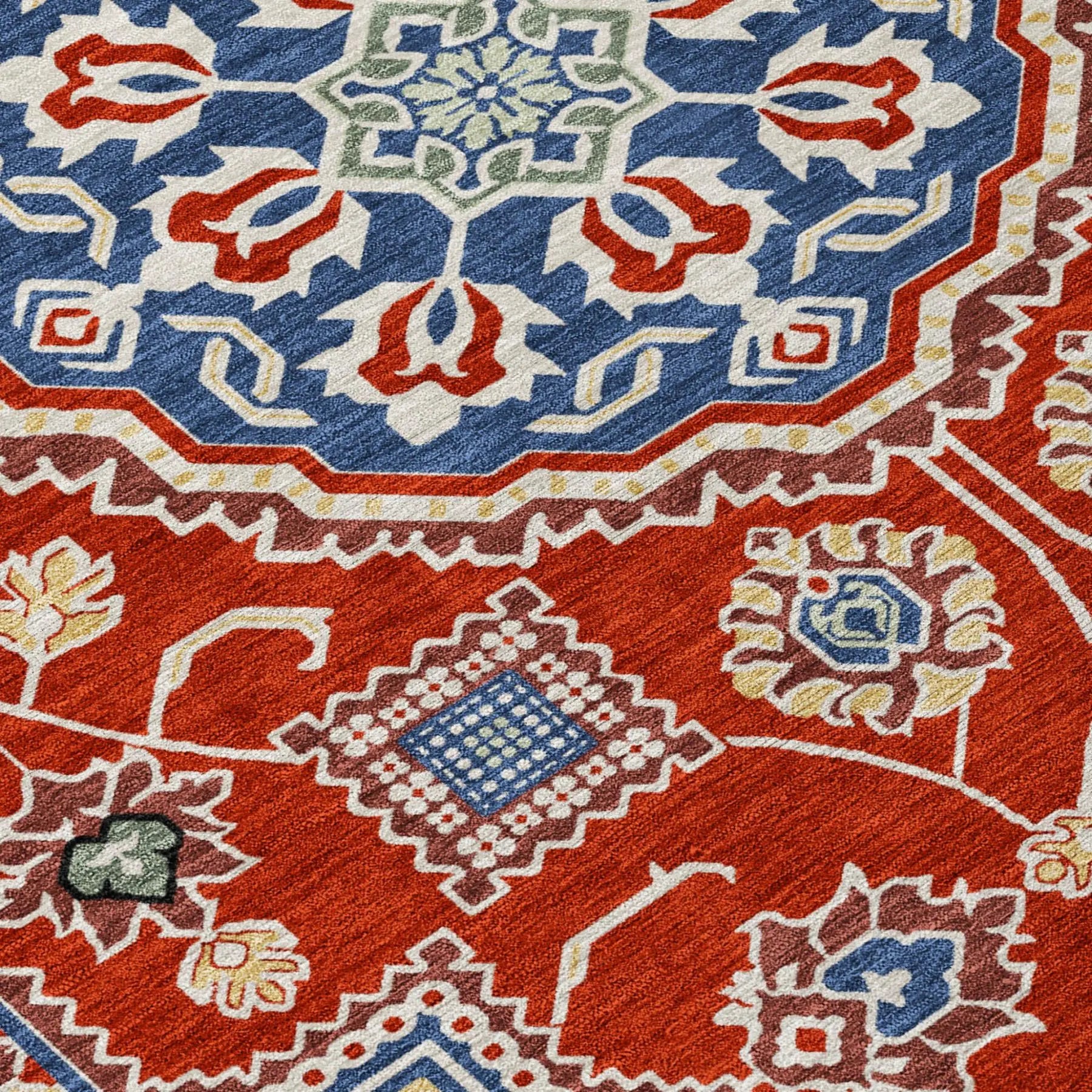 3' X 5' Red And Silver Floral Medallion Washable Indoor Outdoor Area Rug Homeroots Outdoor