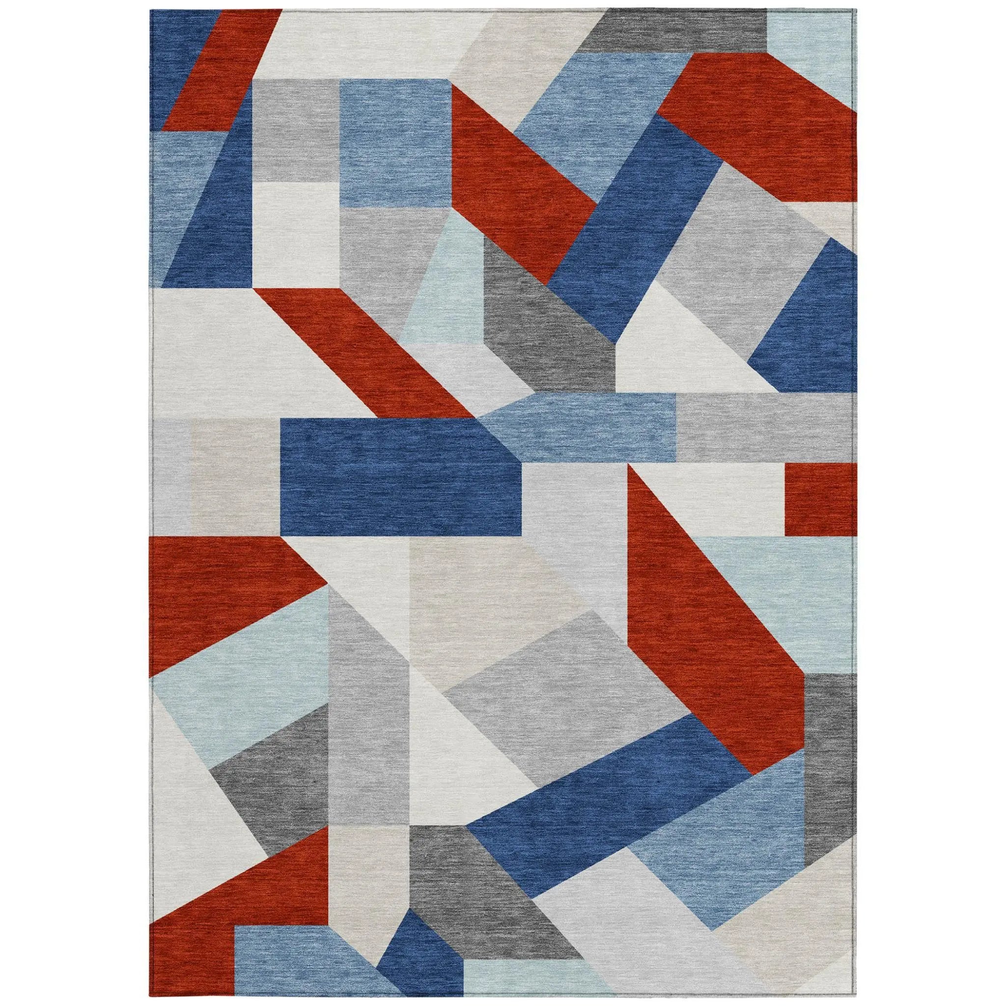 3' X 5' Red And Silver Geometric Washable Indoor Outdoor Area Rug Homeroots Outdoor