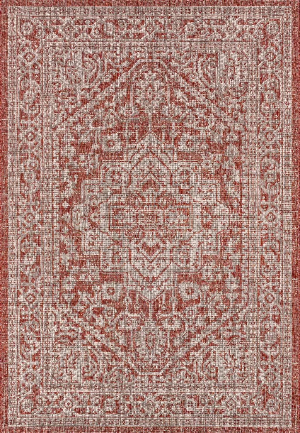 3' X 5' Red And Taupe Medallion Indoor Outdoor Area Rug Homeroots Outdoor