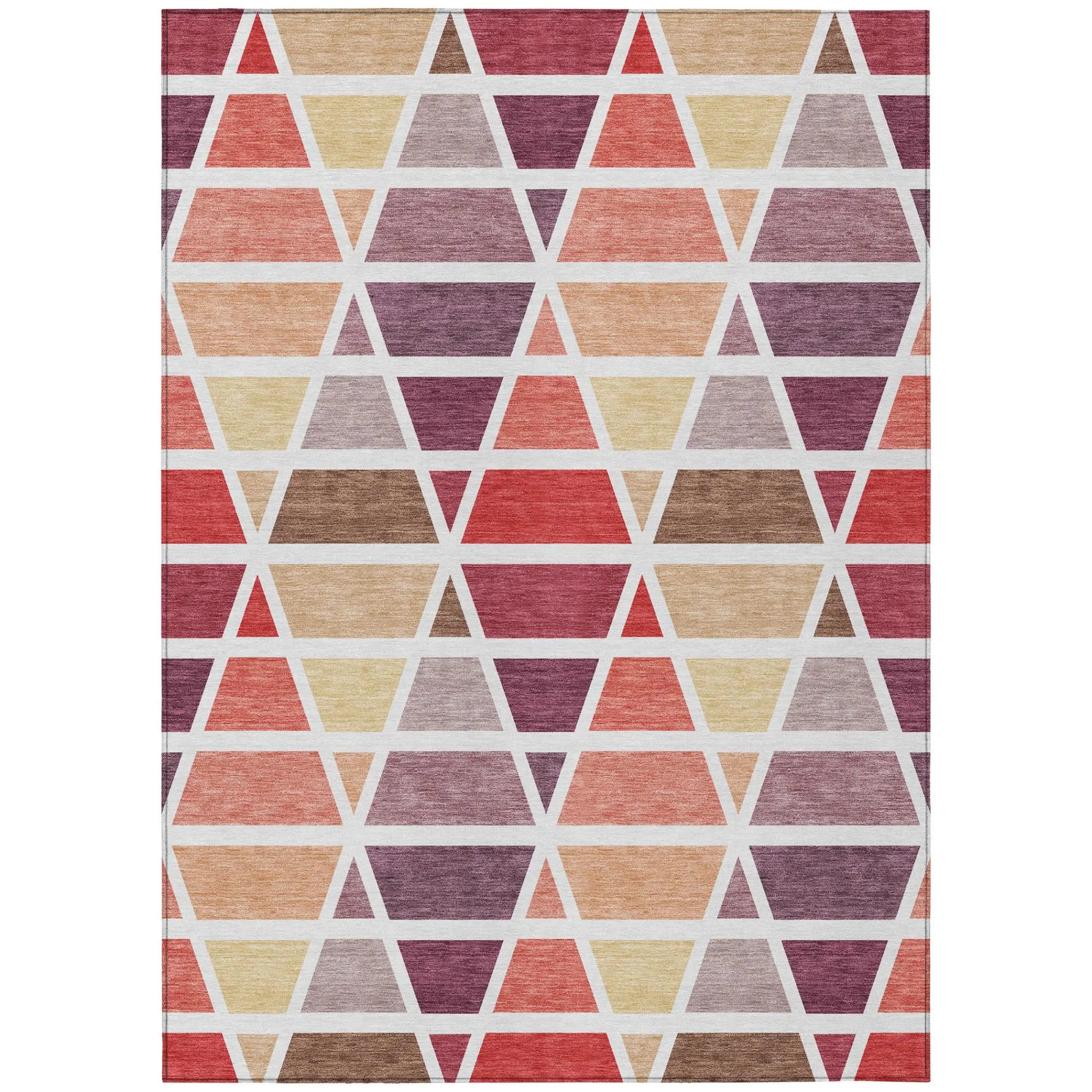3' X 5' Red And White Geometric Washable Indoor Outdoor Area Rug Homeroots Outdoor