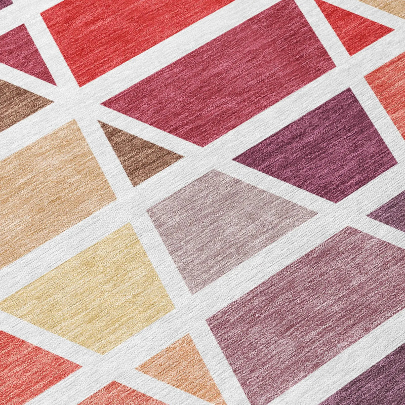 3' X 5' Red And White Geometric Washable Indoor Outdoor Area Rug Homeroots Outdoor