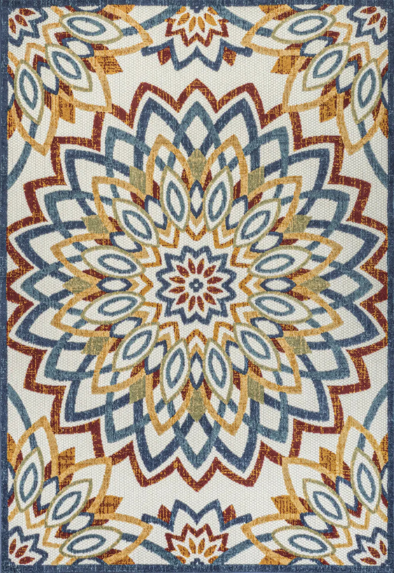 3' X 5' Red Blue And Yellow Medallion Indoor Outdoor Area Rug Homeroots Outdoor