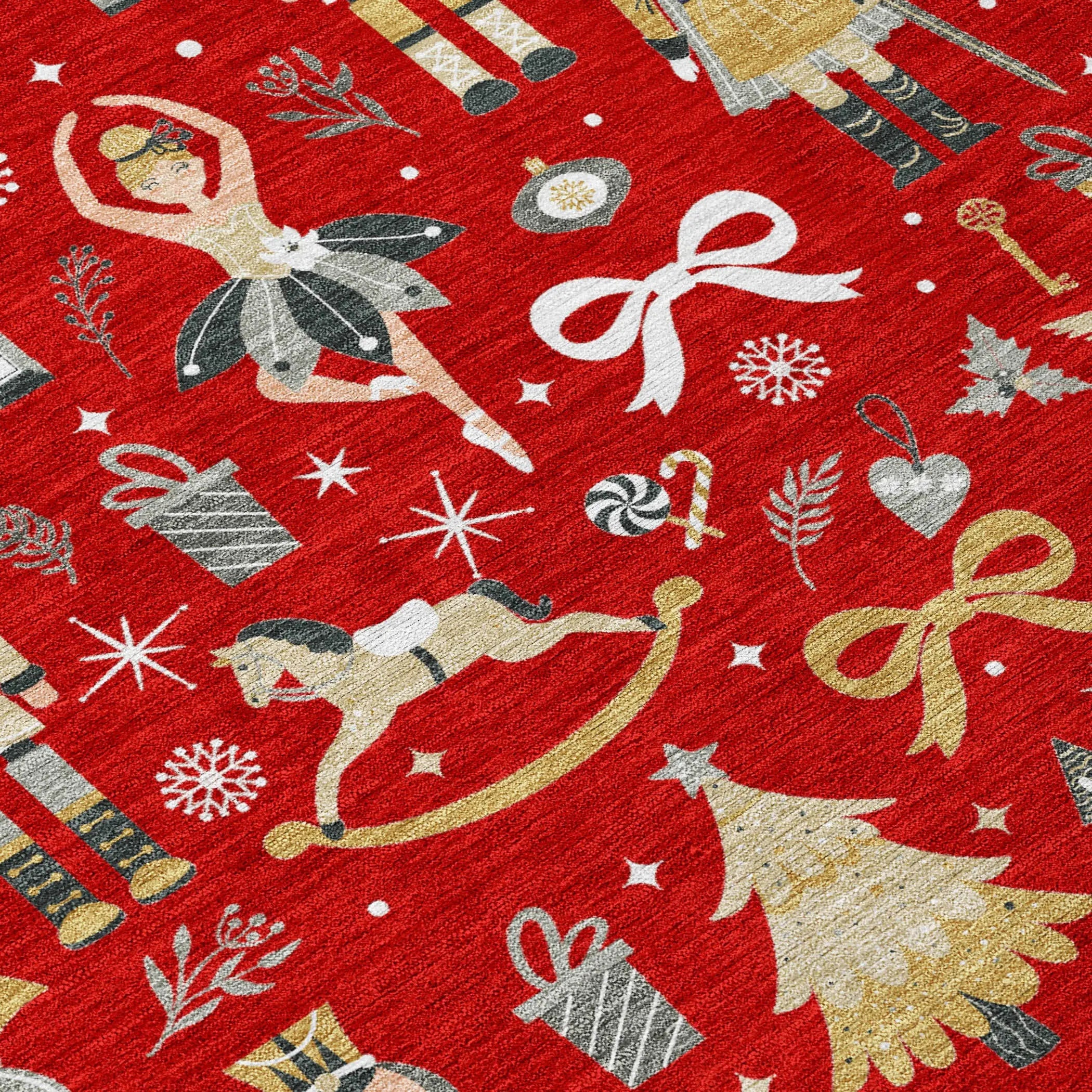 3' X 5' Red Gold Black And Gray Nutcracker Washable Indoor Outdoor Area Rug Homeroots Outdoor