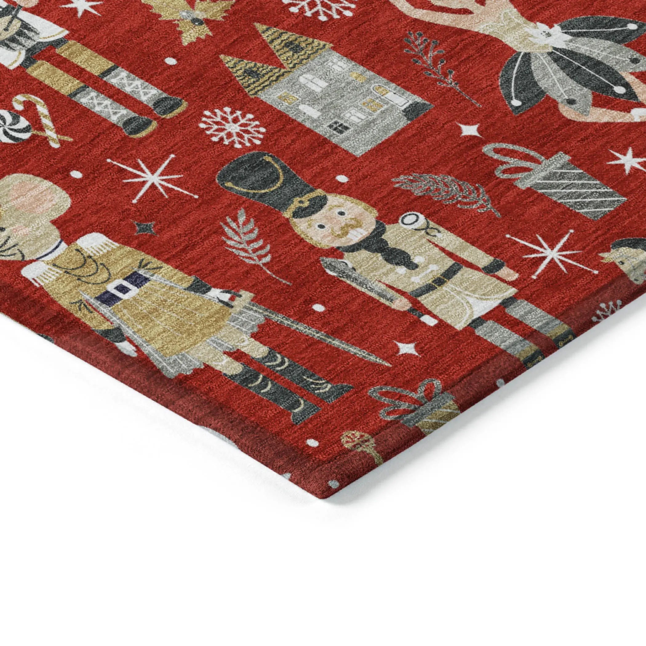 3' X 5' Red Gold Black And Gray Nutcracker Washable Indoor Outdoor Area Rug Homeroots Outdoor