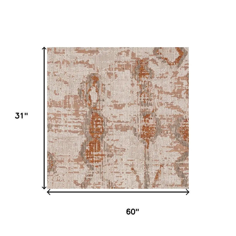 3' X 5' Rust And Beige Abstract Area Rug Homeroots Home Decor