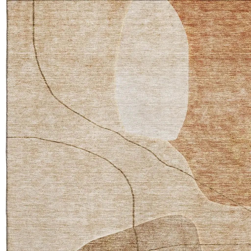 3' X 5' Rust And Copper Abstract Washable Area Rug With UV Protection Homeroots Home Decor
